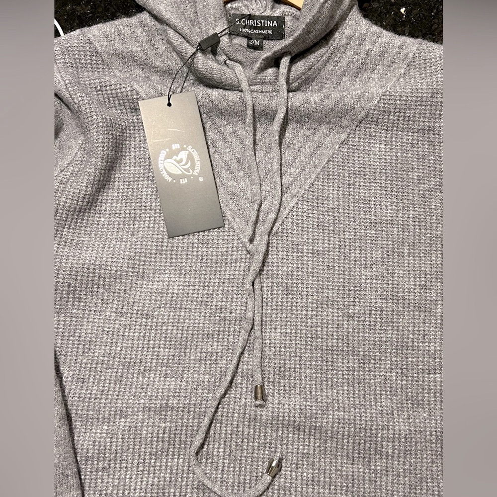 NWT 100% Cashmere Hoodie Sweater in Gray Size S/M - Picture 4 of 4